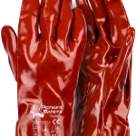 PIONEER GORGON BROWN HEAVY DUTY PVC GLOVE OPEN CUFF 27CM